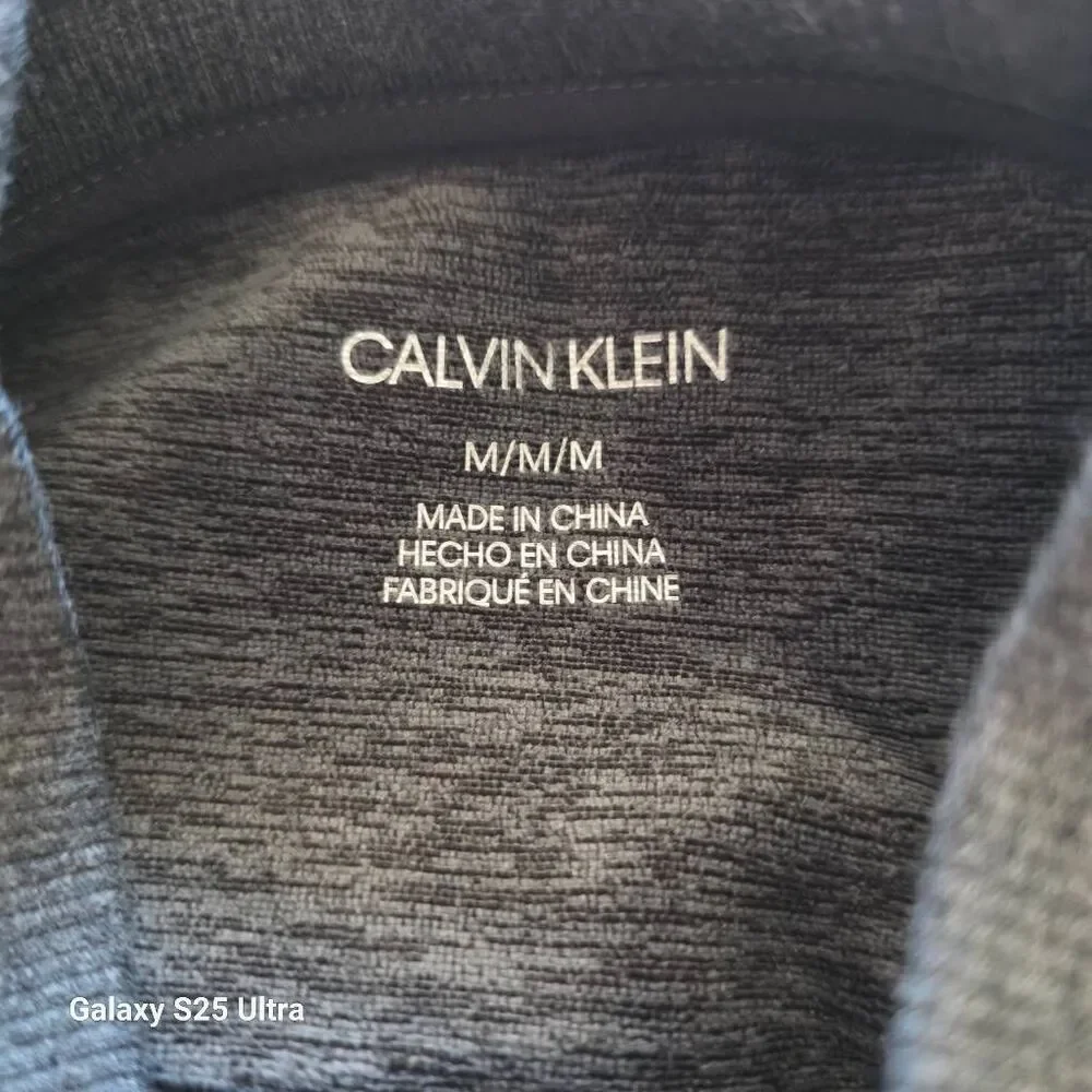 Calvin klein womens Sz M gray velour bomber jacket faux leather trim